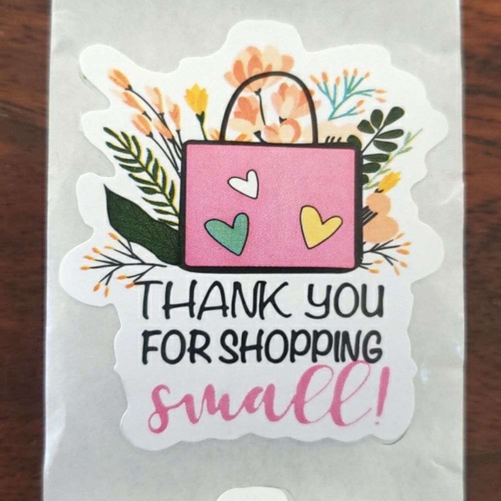 3/$15 THANK YOU STICKERS For Shopping Small Cute Pink Shopping Bag Set of 50